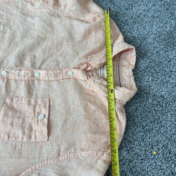 Original Weatherproof Vintage Men’s Washable Linen Orange Half Sleeve Shirt XL - Picture 5 of 9